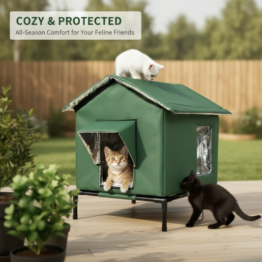 Wasserdichtes Outdoor-Katzenhaus – erhöht, zerlegbar & klappbar – ideal für verwilderte Katzen, Garten & Balkon – wetterfest & flexibel🐱🏠