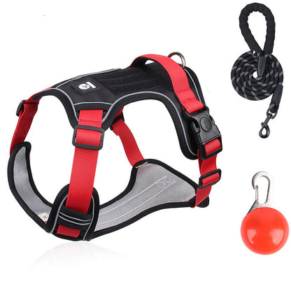 🐾50% Rabatt!🦮Zugstopp‑Hundegeschirr mit Front‑D‑Ring, komplett mit Leine & LED‑Halsband für sichere Spaziergänge 🔦