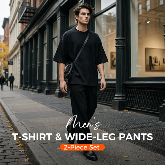 🎁 LIMITED-TIME 50% OFF! 👔 Men's T-Shirt & Wide-Leg Pants 2-Piece Set – Trendy, Comfortable & Ready-to-Wear 💥