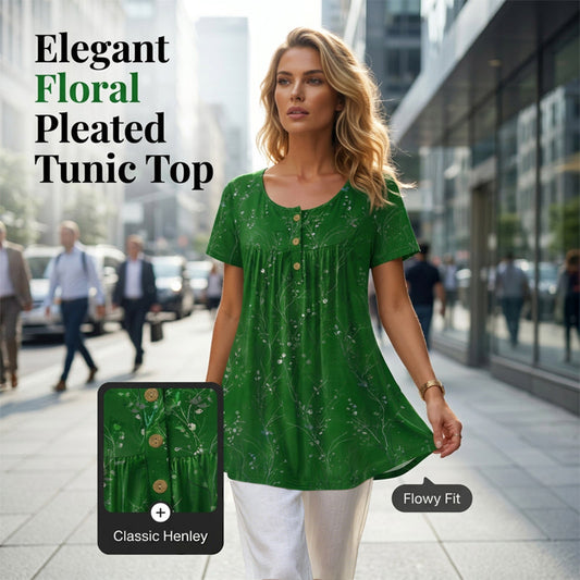 ✨🌸Blumen-Top mit Plisseefalten – locker, bequem & elegant