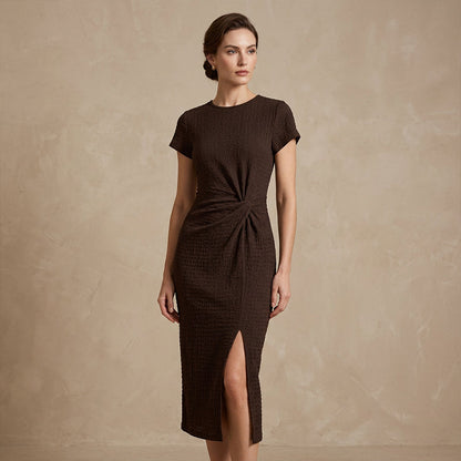 ✨🔥Elegantes Kleid mit Wickelausschnitt vorne und tailliertem Schlitz
