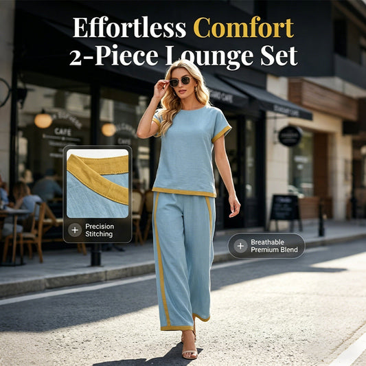 👚 50% RABATT! 🌸 Damen Casual Zweiteiler mit Kontrastbesatz – Lässiger Look, Leichter Stoff & Perfekt Für Einen Modischen, Entspannten Auftritt Im Sommer 💃