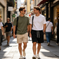 Herren-Shorts im Vintage-Stil aus gewaschenem Baumwollmischgewebe