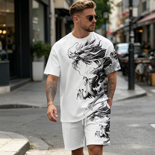 Herren Freizeit-Set – T-Shirt mit Print & Shorts – bequem, atmungsaktiv & vielseitig – ideal für Sommer & Alltag