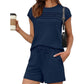 Damen-Pintuck-T-Shirt & Schnürhosen 2-teiliges Set