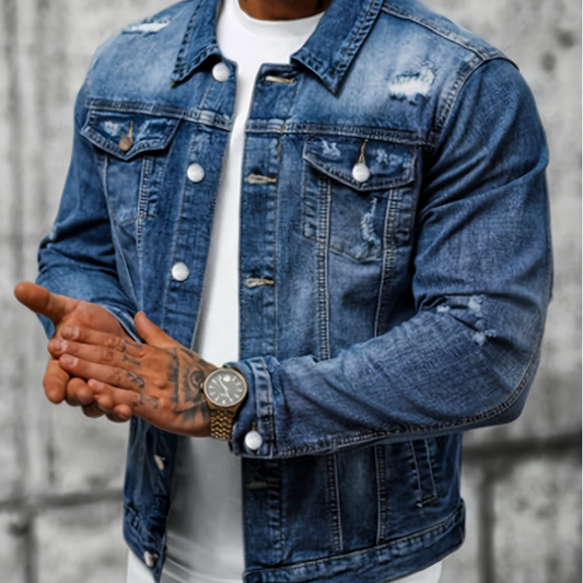 🔥Herren-Freizeit-Denimjacke im Used-Look mit Vintage-Wäsche