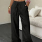 Damen weite Hose mit Knittereffekt – einfarbig, luftig & bequem