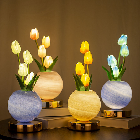 🌷 Elegante Tulpenstrauß-Lampe – Romantisches Nachtlicht für eine warme Wohnatmosphäre