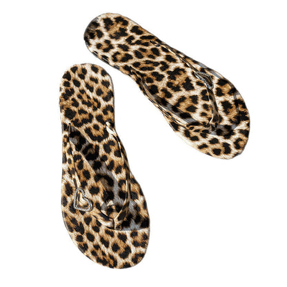 🐆 50% RABATT! ✨🌊 Flip-Flops mit Leopardenmuster und Herzanhänger 💕