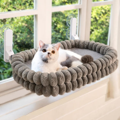 🐱 50% RABATT!☁️ Katzennetz-Hängematte – Saugnäpfe, Plüsch & doppelseitig ✨