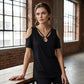 👕✨ 50% RABATT! Damen schulterfreies Oberteil mit V-Ausschnitt und Ring-Detail – Verführerisch, feminin & perfekt für heiße Tage ☀️