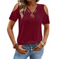 👕✨ 50% RABATT! Damen schulterfreies Oberteil mit V-Ausschnitt und Ring-Detail – Verführerisch, feminin & perfekt für heiße Tage ☀️