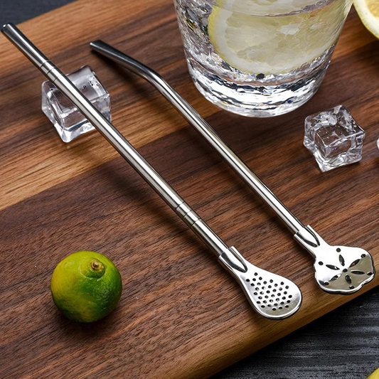 🥤50% RABATT⏰ 304 Edelstahl 2-in-1 Strohhalmlöffel, abnehmbares Design für einfache Reinigung und Wiederverwendung🥄