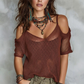 Damen Stricktop für den Sommer mit Cold-Shoulder-Design