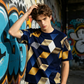Herren-T-Shirt mit geometrischem 3D-Print