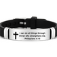 Armband mit inspirierendem Bibelvers und Kreuzmotiv