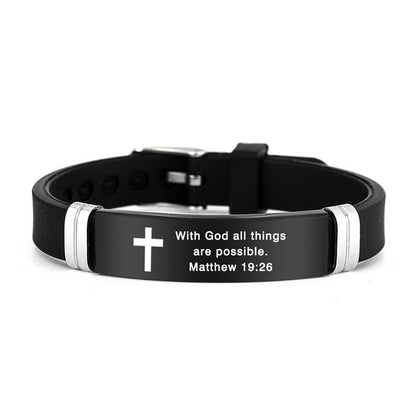Armband mit inspirierendem Bibelvers und Kreuzmotiv