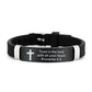 Armband mit inspirierendem Bibelvers und Kreuzmotiv