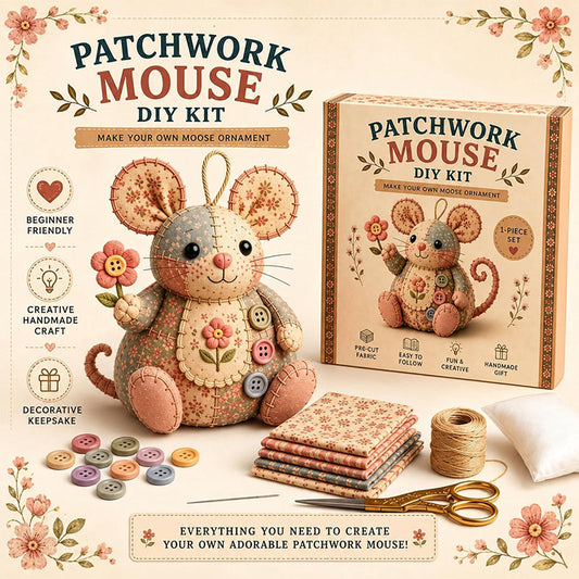 🎁✨ Handgefertigtes Nähset für eine Vintage-Maus aus Plüsch 🧵