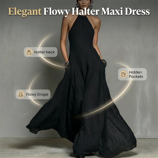 👗 NUR FÜR KURZE ZEIT: 50 % RABATT! ✨ Elegantes, ärmelloses Neckholder-Maxikleid für Damen