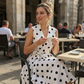 👗 Damen-Kleid mit Polka-Dot-Muster, V-Ausschnitt & ärmellos – luftig, elegant & vielseitig für Alltag, Büro & besondere Anlässe 🌸✨