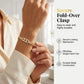 📿 ZEITLICH BEGRENZT 50% RABATT! 💥 Damen Goldton Zirkonia Kettenarmband – Kubanische Glieder, Zirkon-Akzente, Faltschließe ✨