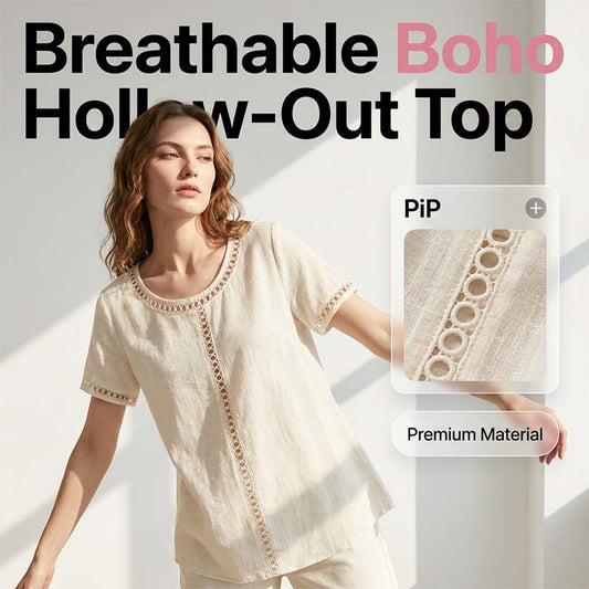 👚50% RABATT JETZT HALBER PREIS🌼🔥 Lässiges Boho-Ausschnitt-Oberteil für Damen ☁️
