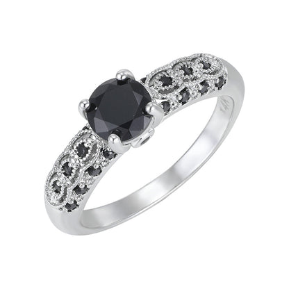 💍 50% RABATT JETZT HALBER PREIS 🔥 Damen Vintage Schwarzer Zirkon Ring 🖤