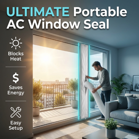 🌬️ Mobiles Klimaanlagen Fensterdichtung Set | 2 Reißverschlüsse für Einzel- & Doppelschlauch ✅ | Wasserdichtes Gewebe | Für Schiebetüren & Balkontüren 🏠 | Energiesparend & Universell