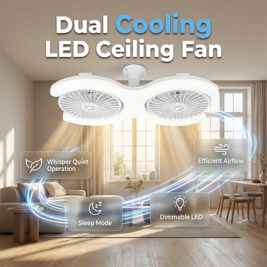 💡🌀 50% RABATT! Doppelkopf-LED-Deckenventilator mit Licht – 2 unabhängige Köpfe, 3 Geschwindigkeiten & Fernbedienung – Perfekt für große Räume ✨