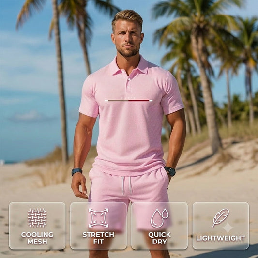 👕 2-teiliges Sommer-Set für Herren – Polo-Shirt & Shorts, atmungsaktiv, bequem & vielseitig für Sport, Alltag & Freizeit ☀️🏌️