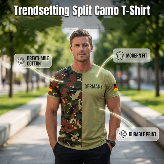 👕 Herren Camouflage Patchwork Rundhals-T-Shirt – lässiger Military-Look, atmungsaktiv & bequem – perfekt für Alltag, Outdoor & Freizeit