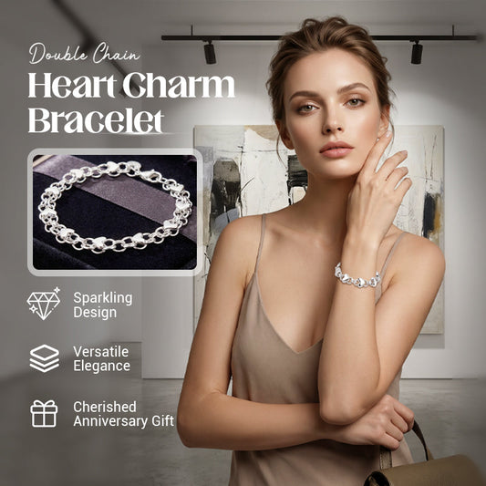 📢📢50% RABATT!! ⏰Doppelketten-Herzanhänger-Armband