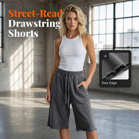 🔥👖 50 % Rabatt! Jeansshorts mit weitem Bein – Bund mit Kordelzug, lockere Passform, leichtes Material – ideal für Strand, Stadt & Alltag. 💨🌸