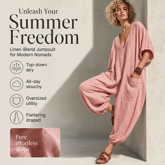 ⌛ Nur solange Vorrat reicht – danach regulärer Preis! Locker sitzender Sommer-Jumpsuit für Damen mit V-Ausschnitt