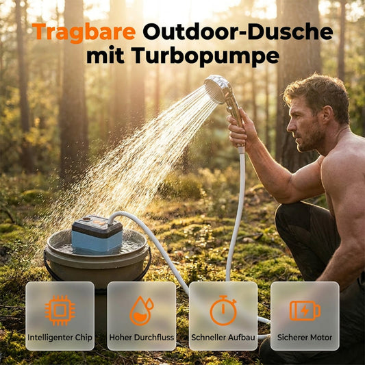 🚿 Kabelloser tragbarer Duschbooster – selbstansaugend, USB-C aufladbar & vielseitig für Camping, Baustelle & Outdoor 🔋