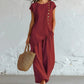 🌺2-teiliges Set aus Oberteil mit asymmetrischem Saum und Hose für Damen