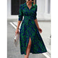 👗 ZEITLICH BEGRENZT 50% RABATT! ✨ Mehrfarbiges bedrucktes Hemdblusenkleid – Taillengürtel, Schlitzsaum, ganztägiger Komfort 🌸