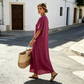👗Maxikleid für Damen mit Knopfleiste und kurzen Ärmeln