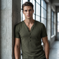 🔥 50% RABATT! 👕 Herren V-Ausschnitt T-Shirt mit Strukturstoff ✨ Zweifarbiges Streifen-Design, Bequeme Passform & Perfekt für Alltag und Freizeit