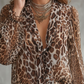 Damen V-Ausschnitt Leopardenmuster Top
