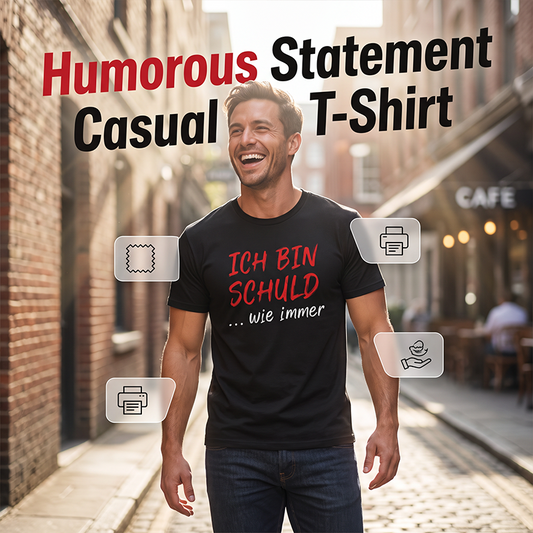👕 50% RABATT! 🔥 Witziges deutsches Slogan-T-Shirt für Herren, schwarz, Kurzarm, Rundhalsausschnitt 😄