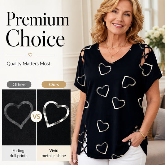 📢📢50% RABATT !!⏰Damen Lässiges V-Ausschnitt Kurzarm T-Shirt
