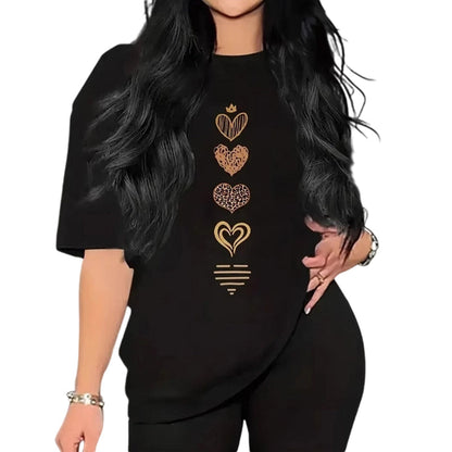 ❤️ 50% RABATT! 👕 Damen Lässiges Herz-Print Kurzarm T-Shirt – Modisch & bequem im Alltag