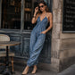 💥Neuheiten-Aktion: 50 % Rabatt👖Damen Plus Size Neckholder Geraffter Jumpsuit