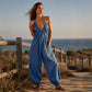 💥Neuheiten-Aktion: 50 % Rabatt👖Damen Plus Size Neckholder Geraffter Jumpsuit