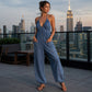 💥Neuheiten-Aktion: 50 % Rabatt👖Damen Plus Size Neckholder Geraffter Jumpsuit