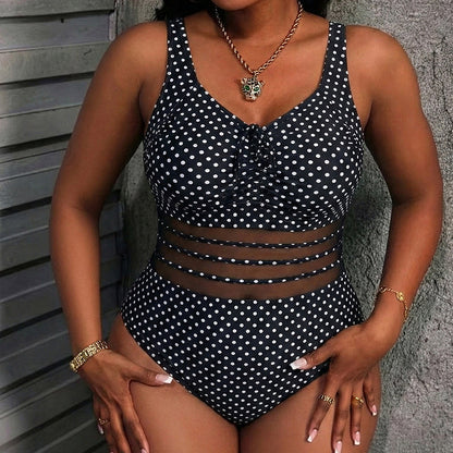 👙50% RABATT! 🖤 Damen Einteiler‑Badeanzug mit Tupfenmuster 🤍