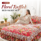 🌸 3-teiliges Bettvolant mit Blumenmuster und Rüschen – Dekorativer Bettrock für das Schlafzimmer