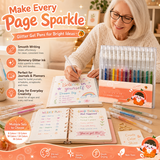 🖍️ 50% RABATT! 🎨Set mit einziehbaren Glitzer-Gelstiften, lebendige Farben, glänzende Effekte, ideal für Bullet Journals, Malen und Bastelarbeiten✨